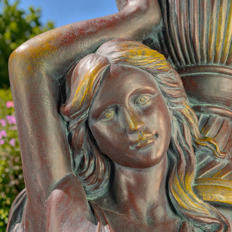 71 po Grande statue de dame portant un pot de fleurs - Dariia, Brun/bleu