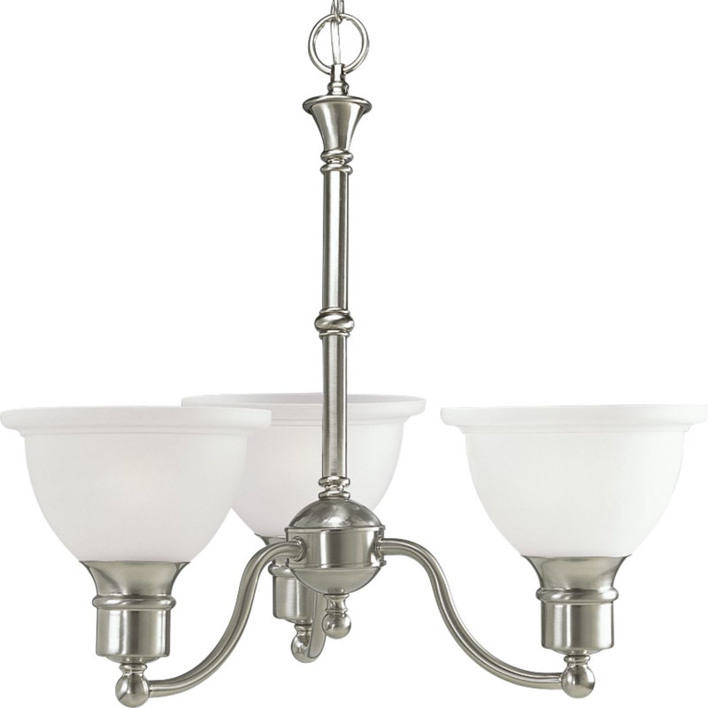 Lustre classique à 3 lumières avec abat-jour Vangorder, Nickel brossé