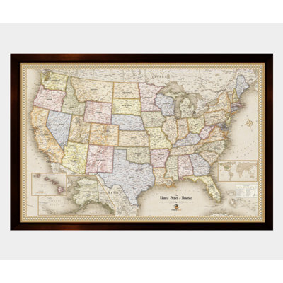 Carte magnétique encadrée de voyage des États-Unis