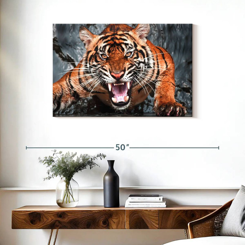 Célèbre fureur du tigre, H 24 po x l 36 po