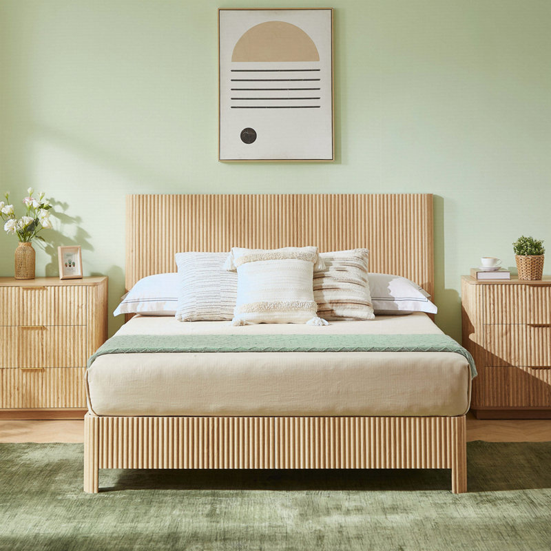 Grand lit plateforme en bois, Chêne