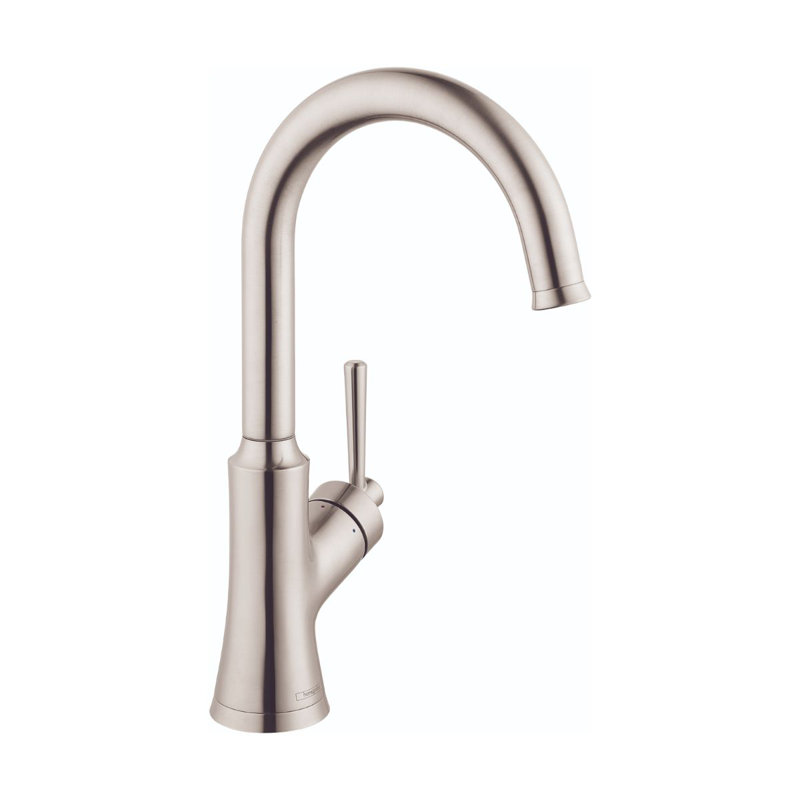 Joleena 1.5 GPM Single Hole Bar Faucet, Steel Optic