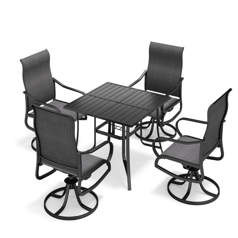 Ensemble de table de salle à manger et de chaises pour 4 personnes Alfons, Gris foncé