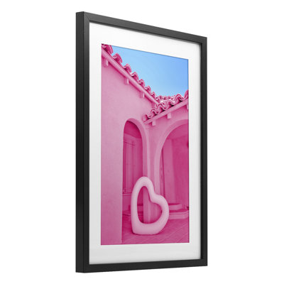 Pink Pop Heart at Villa Framed Print Under Glass, design by LISH Creative