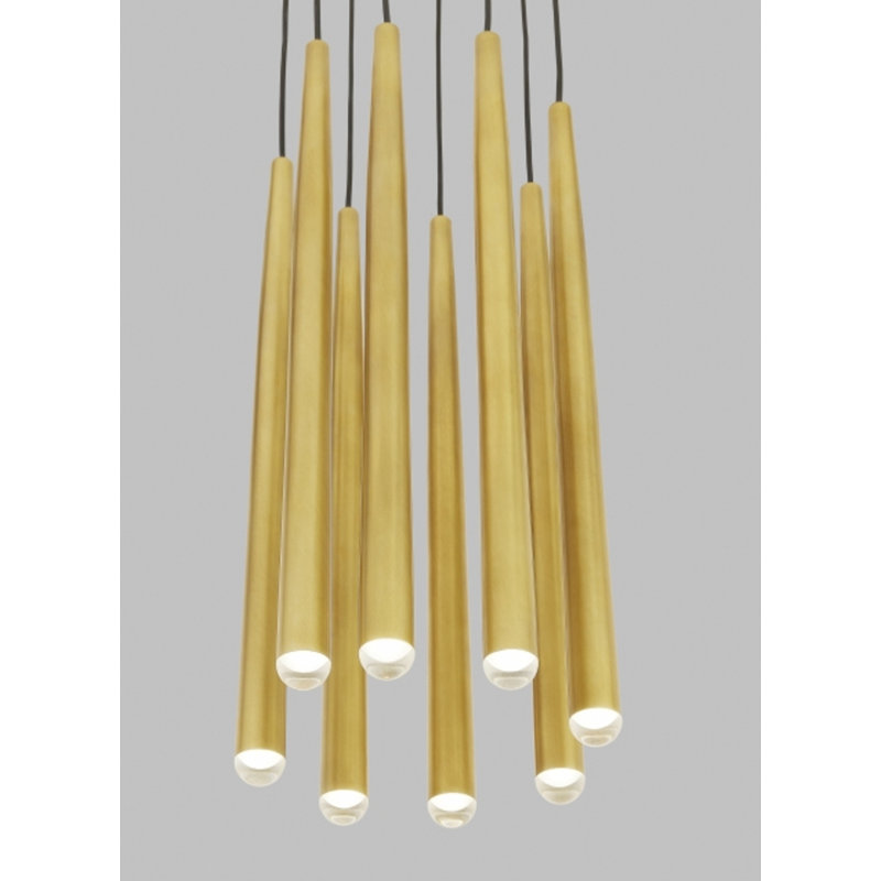 Pylon 8 - Light LED Pendant, Natural Brass