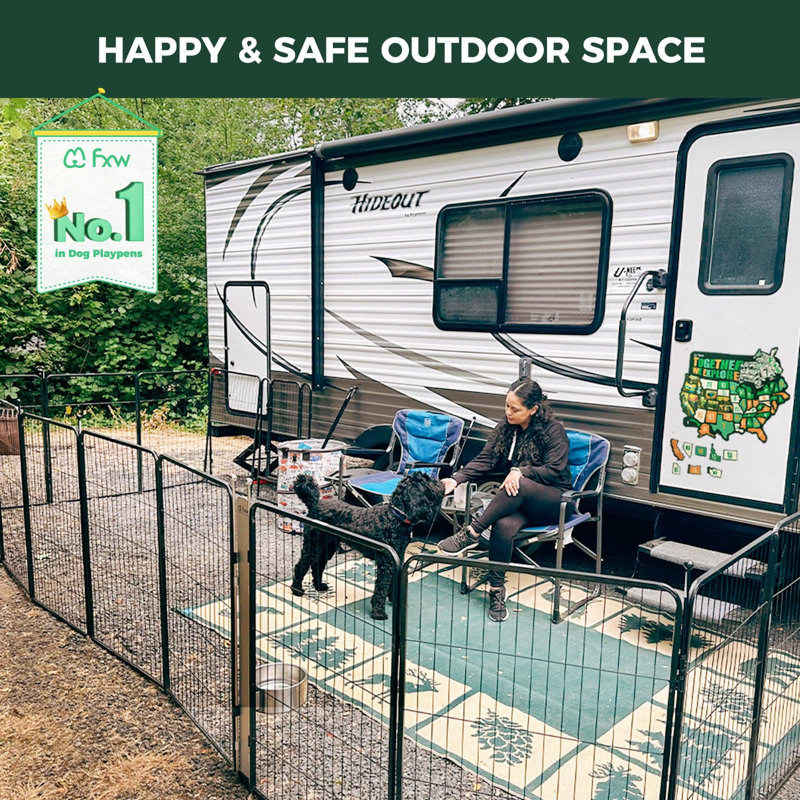 FXW Instant Unleashed Dog Playpen, Portable Pet Fence for Outdoor, RV Trips, and Camping, 32inch, 16 Panels for Small and Medium Dogs│Patented