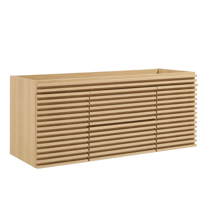 Render 48" Wall Mounted Single Bathroom Vanity Base Only, Oak