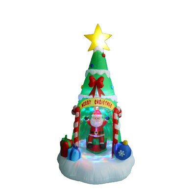 8 Foot Tall Lighted Inflatable Christmas Tree with Santa Claus Color LED Lights Indoor / Outdoor Holiday Blow Up Yard Garden Decoration -  The Holiday AisleÂ®, THDA5075 42693357