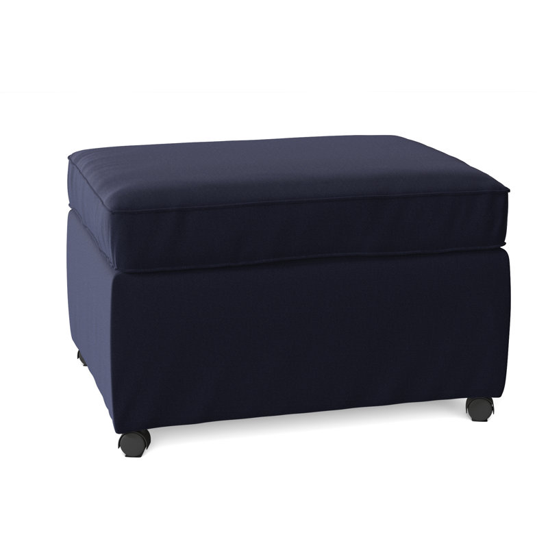 Rika Upholstered Ottoman, Canvas Navy Sunbrella® Canvas