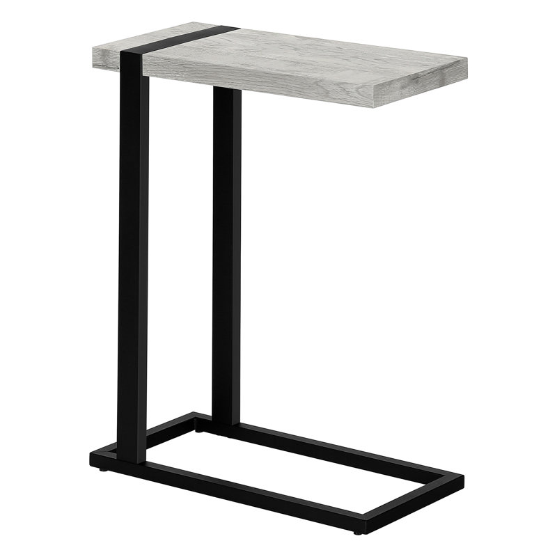 Table d'appoint, en forme de C, bout, côté, collation, stratifié gris, métal noir, contemporain, moderne, Gris