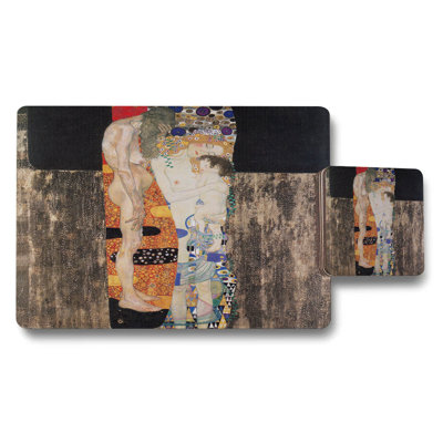 Klimt The Kiss Placemats And Coasters Set In Gold Tones On Wood Bottom Exclusive Edition