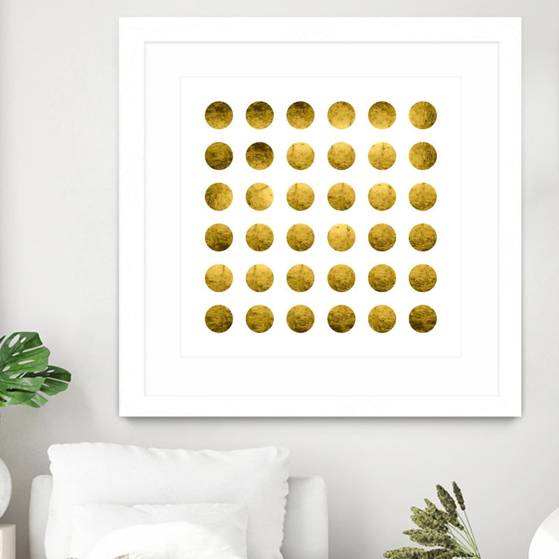 Golden Spots White 'mat et encadré, H 30 po x l 30 po x P 1 po