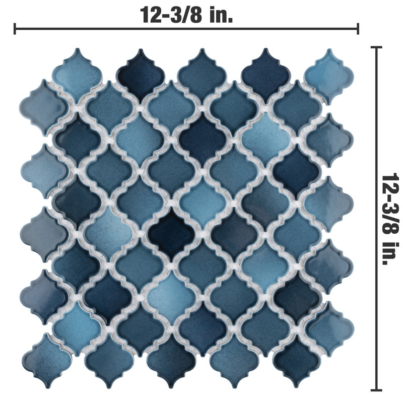 Hudson Tangier 2" x 2" Porcelain Arabesque Mosaic Wall & Floor Tile, Glacier