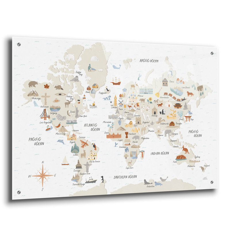 Art mural en verre «Around the world 1» par Laura Marshall, H 24 po x l 36 po x P 0,2 po