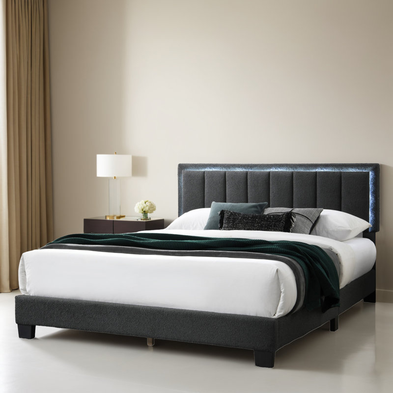 Base de lit tapissier grand format, Gris anthracite