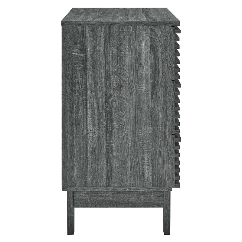 Charcoal Mid-Century 3-Drawer Bachelor's Chest with Tapered Legs