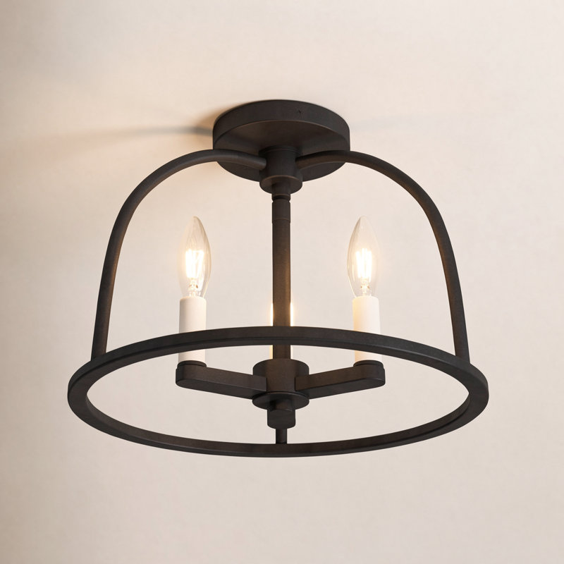 Divina Aleena 3 Light Black Ceiling Mount, Black