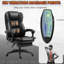 Fauteuil de bureau avec 6 massages, 5 modes, cuir PU, inclinable, hauteur réglable, pivotant sur 360 °, repose-pieds rétractable, vibration à haut dossier noir,