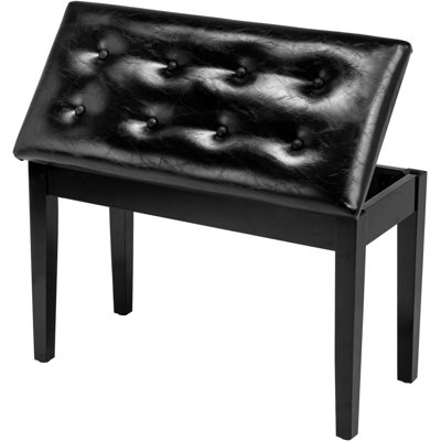 This Wooden Double Piano Bench (Duet Style) Features Storage Space And Thick Faux Leather Padding, Comfortable And Practical. by Winston Porter