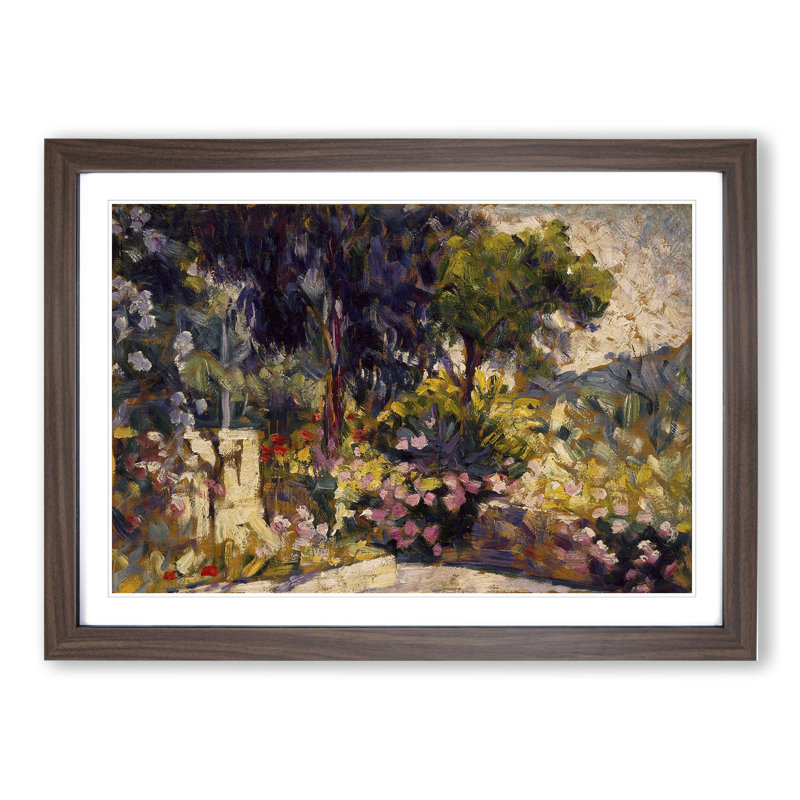 Flowered Terrace by Henri-Edmond Cross - Framed Print, 27cm H x 36cm W x 2cm D, Walnut Framed