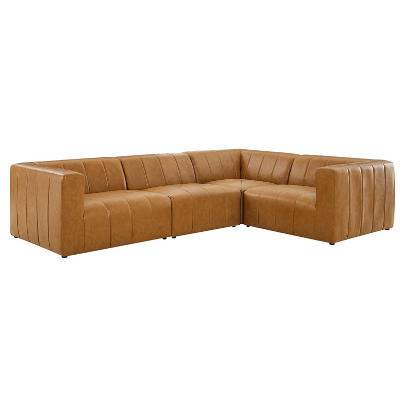 Bartlett 127.5" Wide Faux leather Reversible Modular Corner Sectional