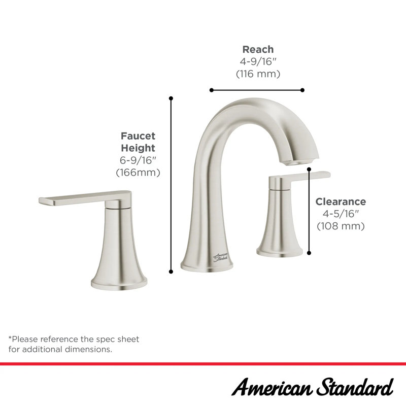 American Standard Corsham Robinet pour salle de bain à poignée double en nickel brossé