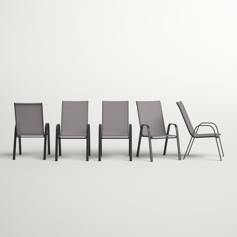 Chaises de patio d'extérieur Artu Flex Comfort Sling de Flash Furniture, Structure noire / coussin gris