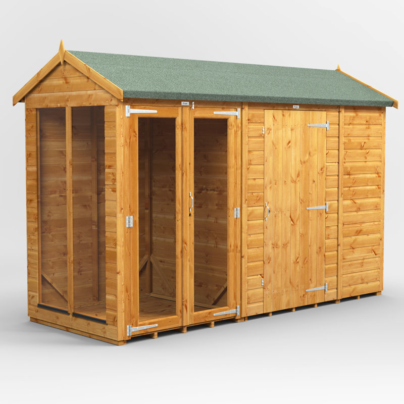 Powersheds 10 x 4ft Timber Tongue & Groove Apex Summerhouse Combi (includes 6ft Side Store)