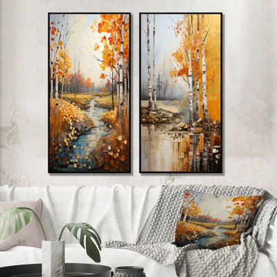 «Birch Woods Autumn Tapisserie», 2 pièces