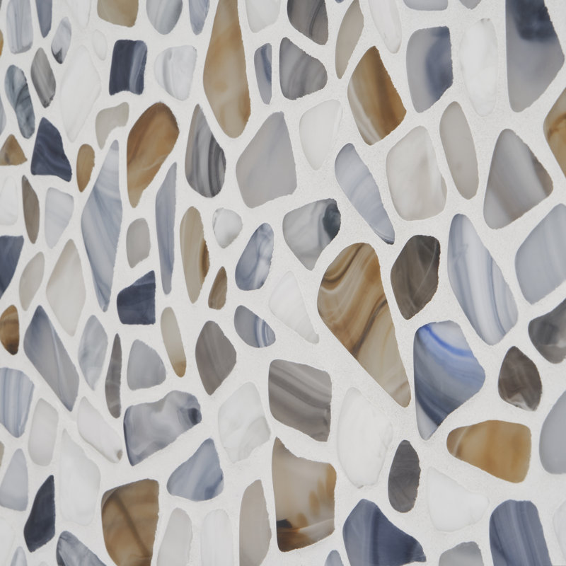 Hydra Seaglass 11.81 W x 11.81 L Frosted Glass Mosaic Tile, White/Gray