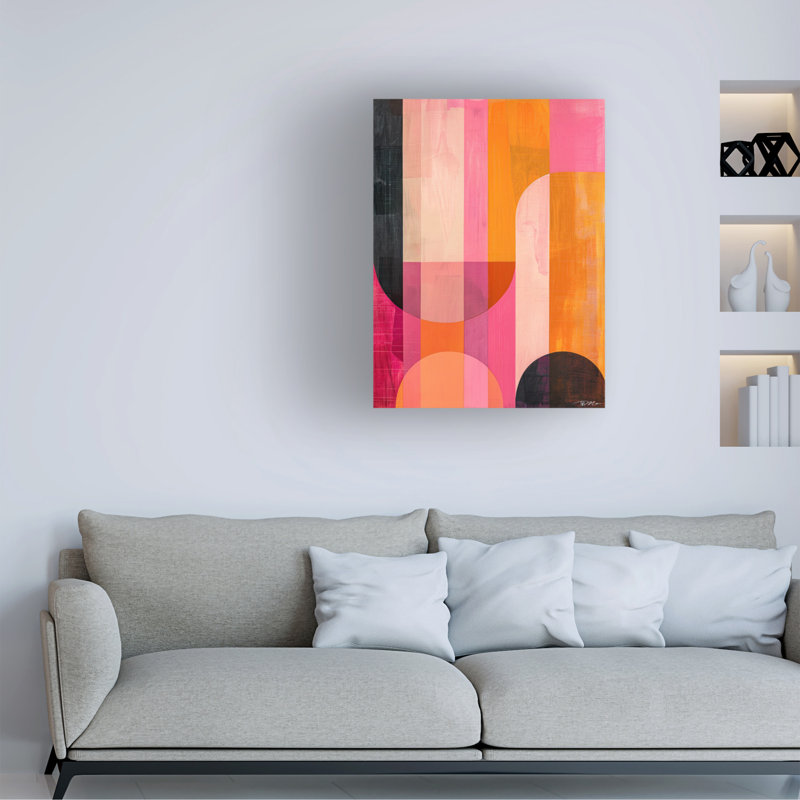 Œuvre d'art sur toile rose Momic, art abstrait rose, H 35 po x l 47 po