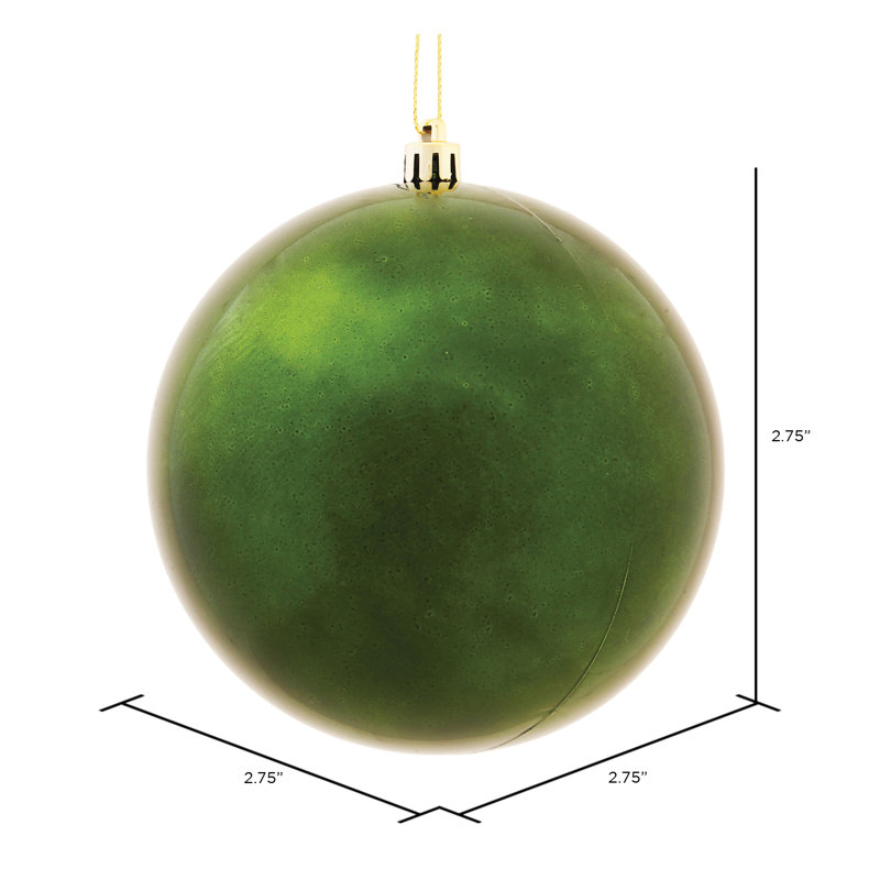 Décoration de boule décorative des Fêtes, H 2,75 po x l 2,75 po x P 2,75 po, Vert mousse brillant