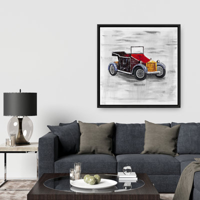 Vintage Car with Sunroof - Framed Kids Art Canvas Decor