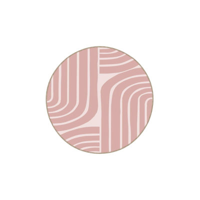 Pink White Striped Patterned Woven Base Machine Washable Rug