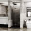 Porte de douche en verre pliable sans cadre de 34 po x 72 po avec base en acrylique noire Goodyo-114015969
