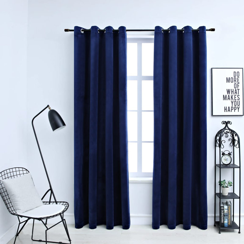 Laurine Blackout Curtain Pair, Dark blue, Width 140 x Drop 175cm