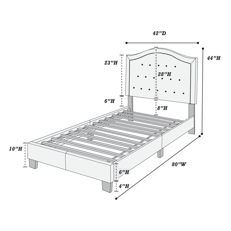 Jaquavian Upholstered Platform Bed, Twin, Gray