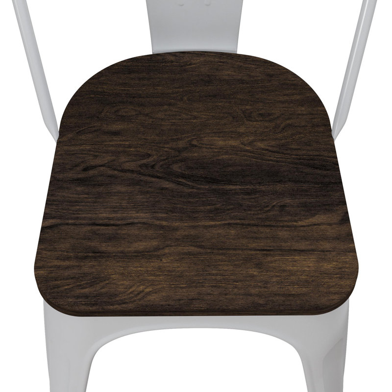 Arzola 44.4cm H Slat Back Stacking Side Chair, White