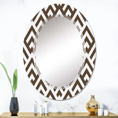 Géométrie triangulaire brun foncé - Miroir mural moderne ovale