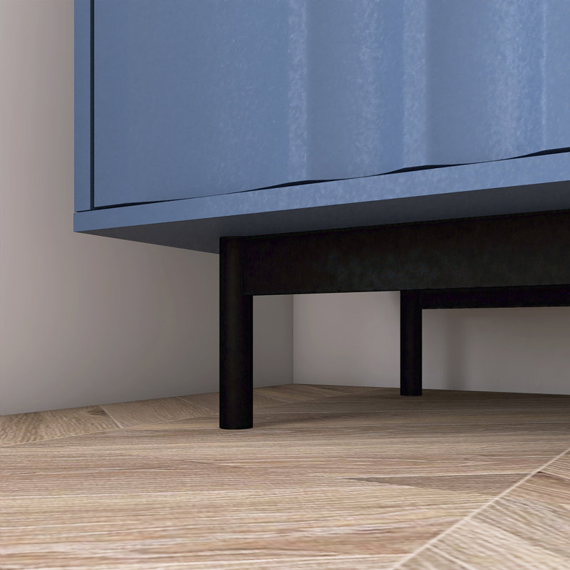Armoire de rangement à motif de vagues avec 2 portes et 2 tiroirs, Marine