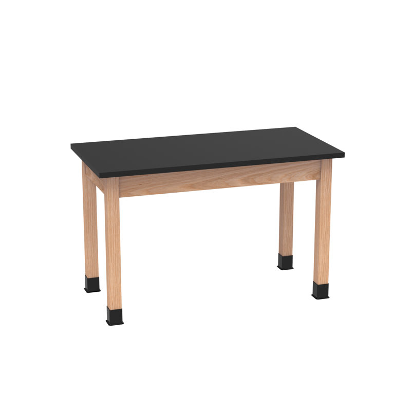 Table à tablier rectangulaire PerpetuLab Quick-Ship, options restreintes, Stratifié haute pression noir / chêne