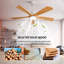 Ventilateur de plafond à 5 pales en bois massif avec lumière DEL et télécommande-236771336-236771353-236771346