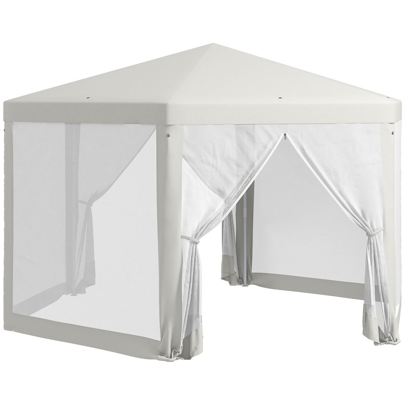Tente de réception extérieure 13 pi x 11 pi Outsunny, Acier Inoxydable, Blanc