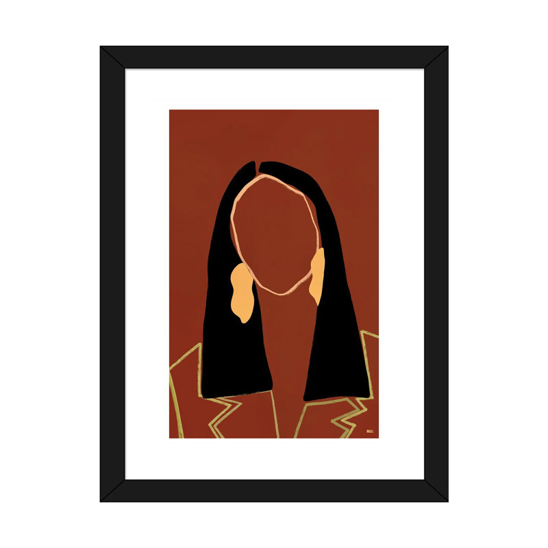 « Joi » par Bria Nicole-impression d’art graphique, Papier encadré noir, Blanc, H 24 po x l 16 po x P 1 po