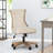  Upholstered Swivel Office Desk Chair with Adjustable Height and Wood Frame, Beige Natural
