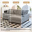 Canapé modulaire 2 pièces en chenille gris avec accoudoirs et coussins décoratifs-698229797-698229795