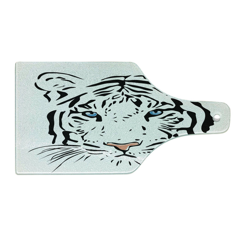 Planche à découper en verre trempé tigre bleu océan Ambesonne