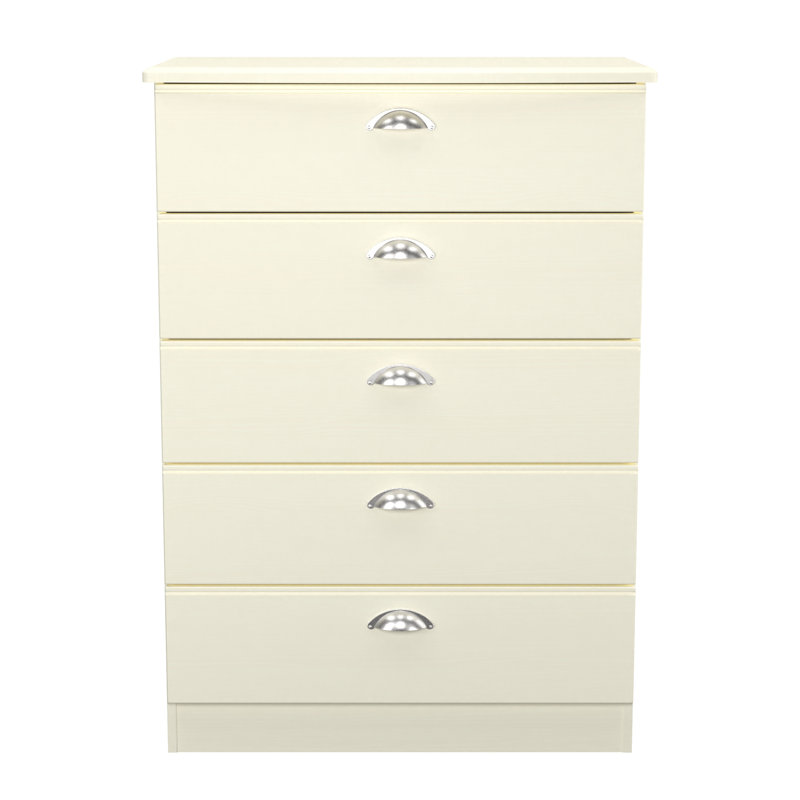 Conners 5 Drawer Chest in Reed & Riviera Oak (Ready Assembled), Cream