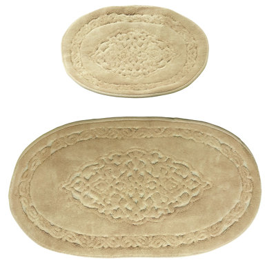 Ensemble de tapis de bain en coton de qualité supérieure (2 pièces), 19,7 po x 23,6 po et 23,6 po x 39,4 po | 100% coton, hauteur des poils de 0,2 po, antidérapant | Lavable à la machine pour un entretien facile, doux et absorbant