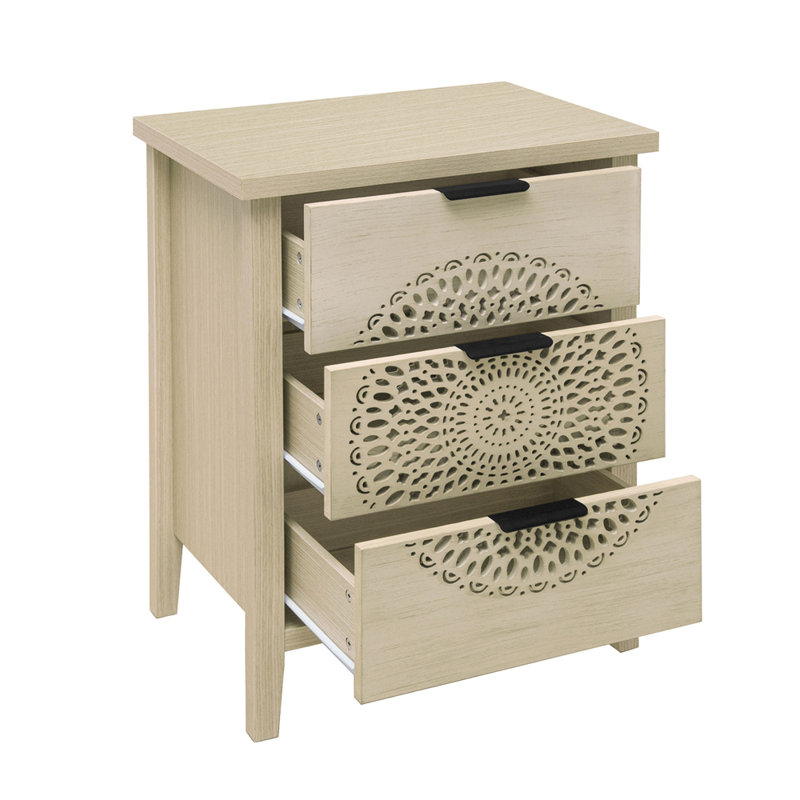 Commode à 3 tiroirs avec poignées en métal pour une élégance et une organisation accrues dans n'importe quelle pièce